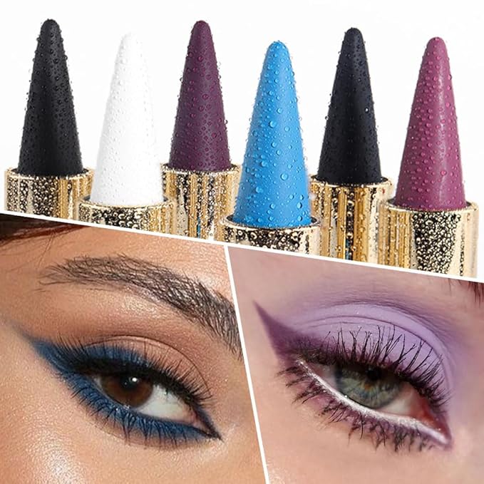 Kaely 2Pcs Dark Blue Purple Gel Eyeliner Pencils Set,Waterproof Color Colored Eye Liner Crayon,Cat Eye Stencil Gothic Halloween Makeup,Face Paint Eye Black Stick,delineadores de colores para ojos