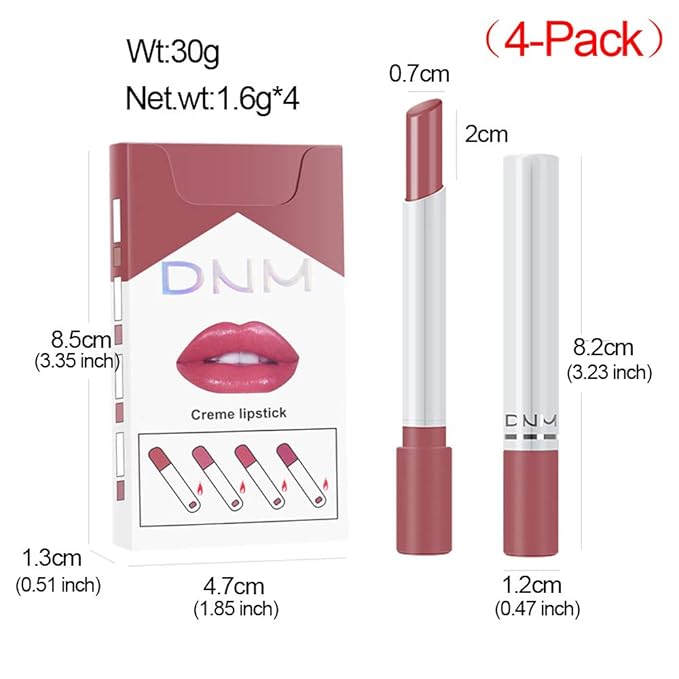 evpct 4Pcs Smoke Pipe Lip Color Changing Lipstick Little Smoke Cigarette Matte Lip Balm Set Kit for Women Beauty Lipstick and Lipliner Glossy Rose Pink Nude Lip Gloss Long Lasting 24