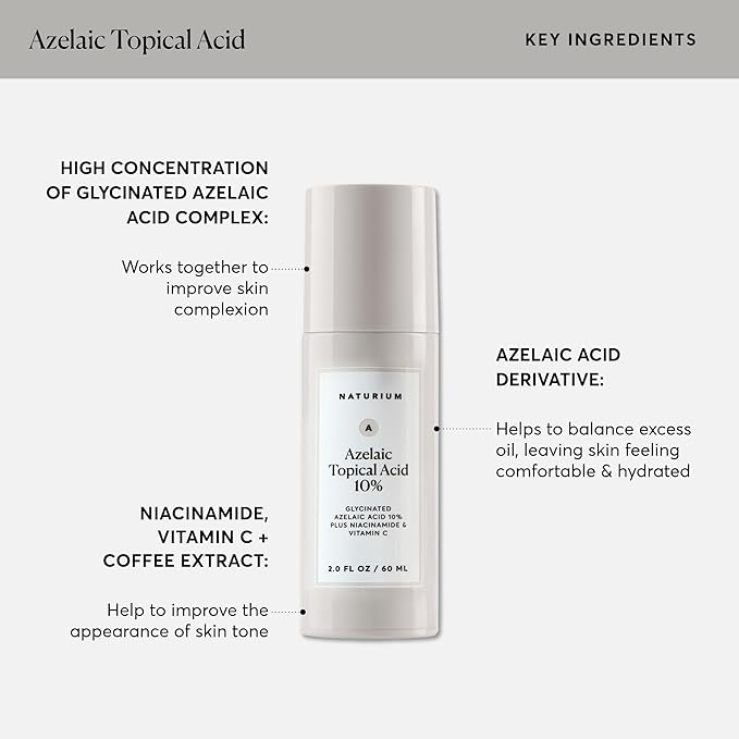 Naturium Azelaic Topical Acid 10% Jumbo, Face & Skin Care Beauty Treatment with Niacinamide & Vitamin C, 2 oz