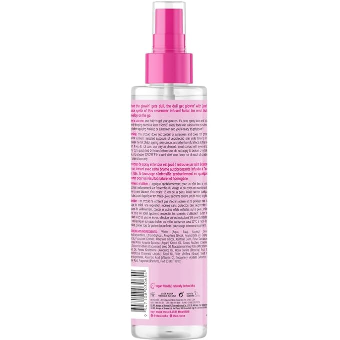 b.tan Clear Face Tan Mist | Gimme The Glow Down - Best Facial Tanner Spray, Gradual Bronzing Sunless Tanning Water, Infused with Rosewater, Vegan, Cruelty Free, 6.7 Fl Oz