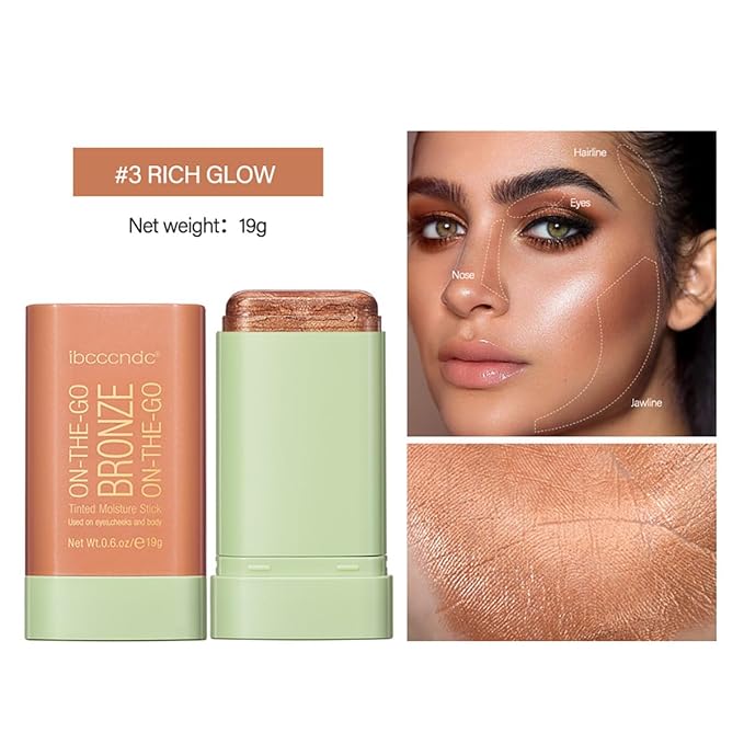 Multi-Use Makeup Blush Stick, Cream Blush Stick, Tinted (3#Rich Glow)