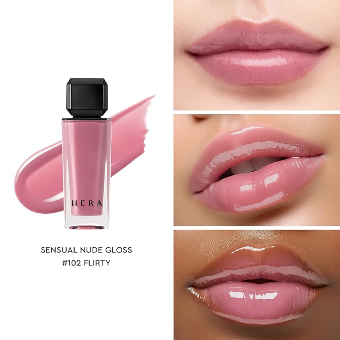 HERA Sensual Nude Lip Gloss #102 FLIRTY | Volumizing Sheer & Glossy Finish, Non-sticky, Moisturizing and Hydrating, Korean Makeup, 0.17 oz. (5g)