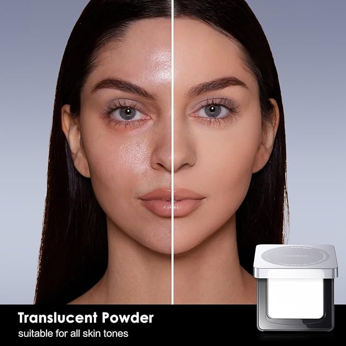 Oil Control Face Pressed Powder Compact, 24H Longlasting skin () 0.28Oz