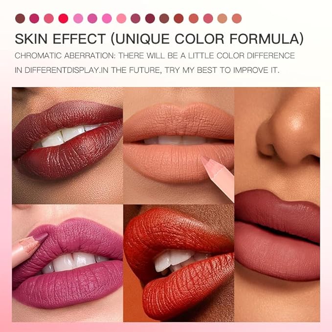 USHAS 16 Pcs Lip Liner Pencil - Matte Lip Liner Set Lip Makeup Soft Pencils for women, Natural Lip Liners Smooth Lipstick pencil (16 Colors (01-16), Pack of 1)