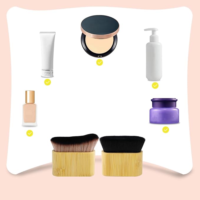 2pcs Self Tanner Brush, Sunscreen Tanning Brush for Self Tan Flat & Curved Head Brush for Body Instant Makeup Buffing Brush, Foundation Brush Applicator for Blending Liquid Foundation Body Face