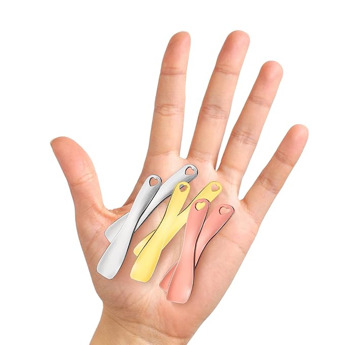 Sibba Facial Makeup Spatula Face Beauty Mask Applicator 6 Pieces Tiny Mini Gold Silver Metal Spoons Set Cosmetic Scraper Skincare Skin Cream Lotion Mixing Slide Scoop