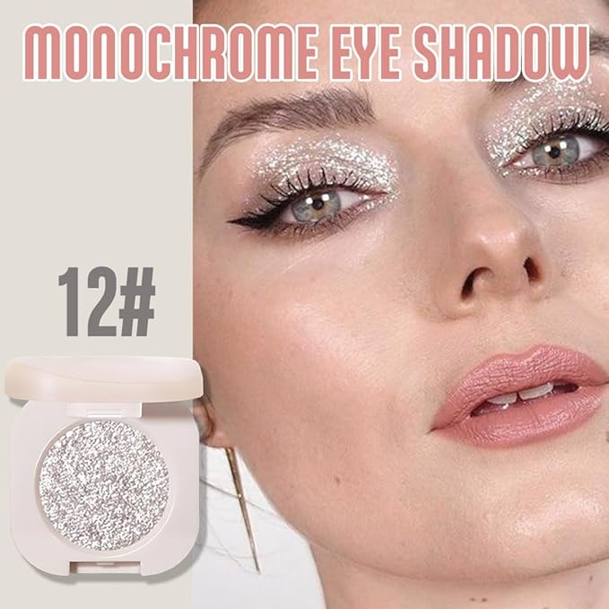 2Pcs Glitter Shimmer Sparkle Eyeshadow Palette Makeup For Old Women, Light Brown&Silver Glitter Shimmer Metallic Holographic Multichrome Cream Iridescent Single Monochrome Eye Shadow Makeup