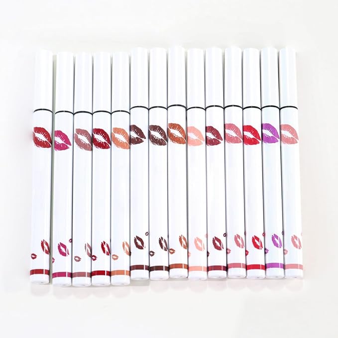 2Pcs Longwear Liquid Lip Liner Stain Marker Pen Set Long Lasting Waterproof, Maroon Mauve Purple Dark Red Brown Matte 24 Hour Lip Liner and Lipstick Combo, Color Stay Lipliner, Lip Stains peel off