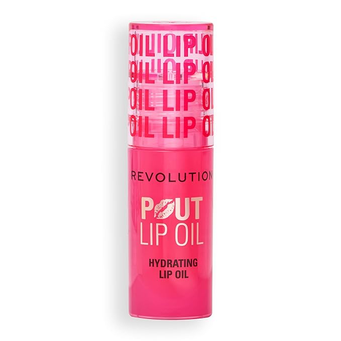 Revolution, Pout Lip Oil, Nourishing Tinted Lip Oil, High Shine, Non-Sticky Finish, Vegan & Cruelty-Free, Watermelon Pink, 0.13 oz