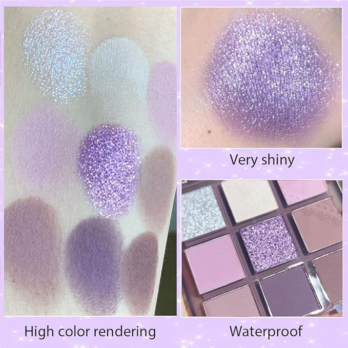Purple Silver White Pink Tan Grape Matte Shimmer Eyeshadow Palette for Eye Makeup,High Pigmented Eye Shadow make up Powder Palet de sombras de ojos