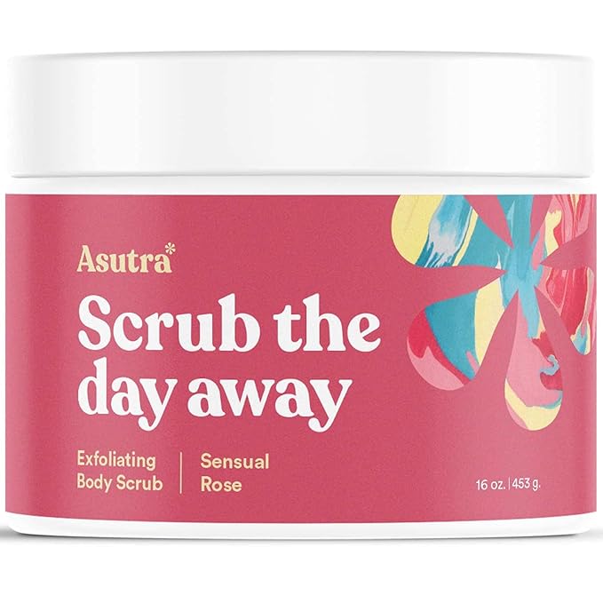 ASUTRA Dead Sea Salt Essential Oil Body Scrub Exfoliator (Sensual Rose), 16 oz - Ultra Hydrating, Gentle, & Moisturizing - Coconut, Rose, and Sandalwood Oils