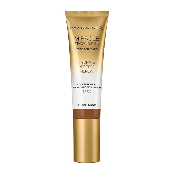 Max Factor Miracle Second Skin Hydrating Foundation, Tan-Deep 30 ml