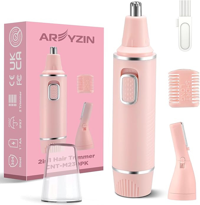 AREYZIN Nose Hair Trimmer for Women & Eyebrow Trimmer-2024 Professional Painless Ear and Nose Trimmer Nasal Hair Clipper, Powerful Motor, Easy to Clean, Dual Edge Blades