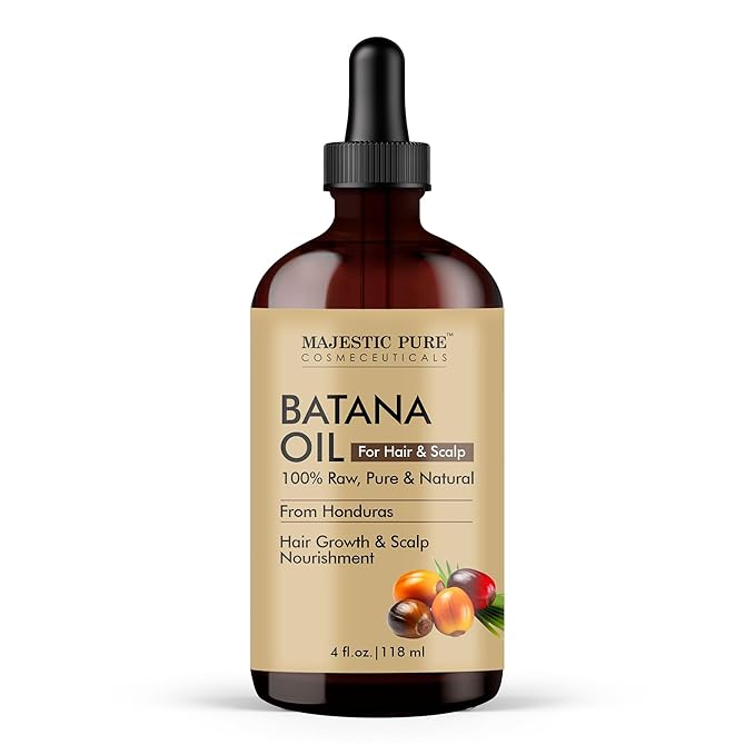 Majestic Pure Batana Oil for Hair & Scalp Nourishment, Strengthening, Nourishing, Voluminizing - Non GMO Verified, 4 Fl Oz