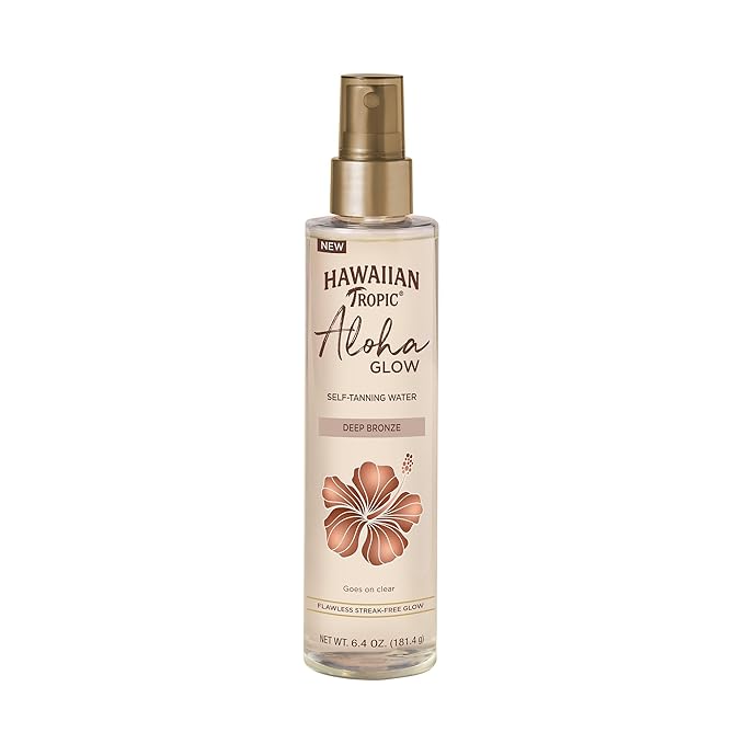 Hawaiian Tropic Aloha Glow Self Tanning Water, 6.4oz | Self Tanner Spray Tan Mist, Fake Tan, Sunless Tanner, Sunless Tanning Spray, Body Bronzer, Skin Bronzer for Women Body, Deep Bronze, 6.4 fl oz