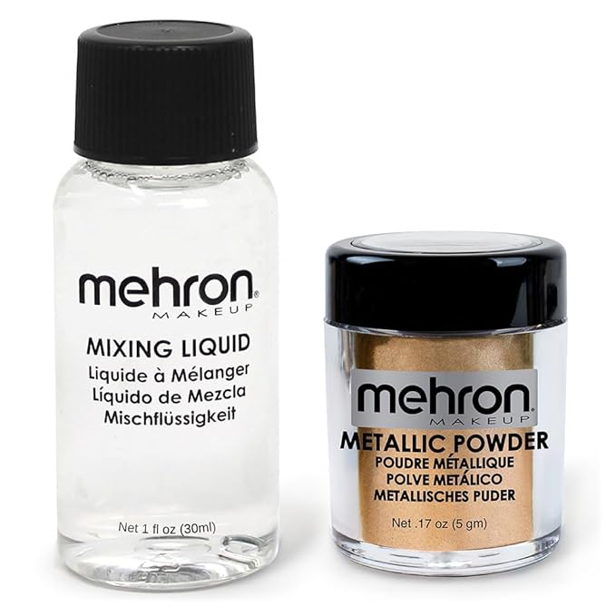 Mehron Makeup Metallic Powder (.17 Ounce) with Mixing 1 oz