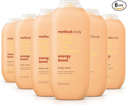 Method Body Wash, Energy Boost, Paraben and Phthalate Free, 18 oz (Pack of 6)