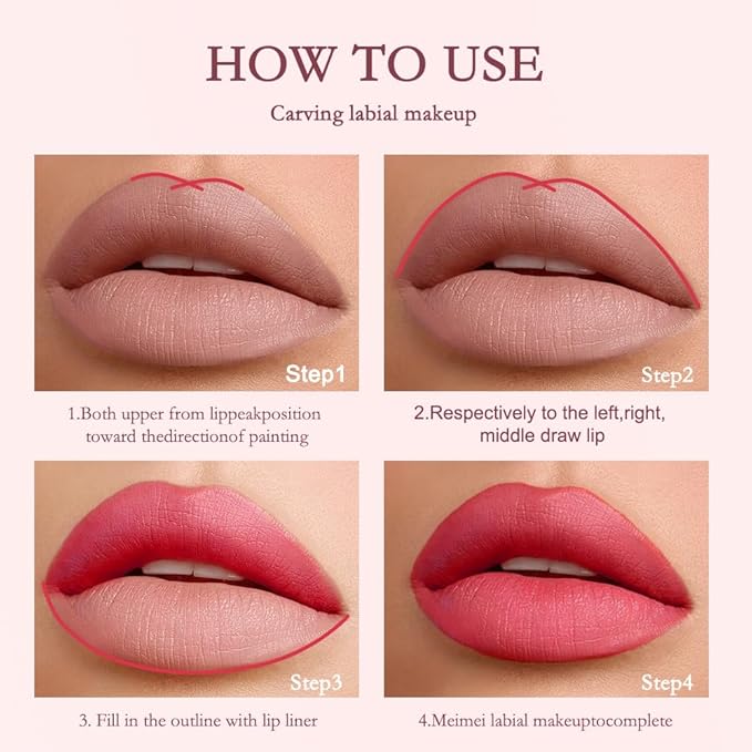 evpct 6Pcs Long-Lasting Lip Liner Pencils Set for Shaping & Sculpting Lips, Light Orange Berry Rose Red Purple Coral Pink Waterproof Longwear Matte Rich Lip Colors Liner Crayon Lipstick 03