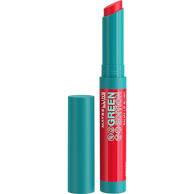 Maybelline Green Edition Balmy Lip Blush, Formulated With Mango Oil, Flare, Red Pink, 1 Count