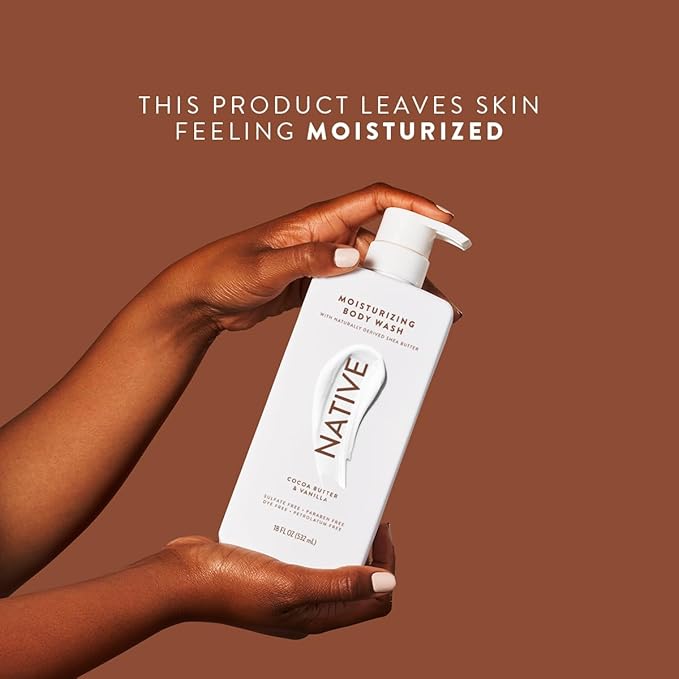 Native Moisturizing Body Wash Contains Naturally Derived Ingredients | for Women & Men, Sulfate, Paraben, & Dye Free Leaving Skin Soft & Hydrated | Cocoa Butter & Vanilla 18 oz