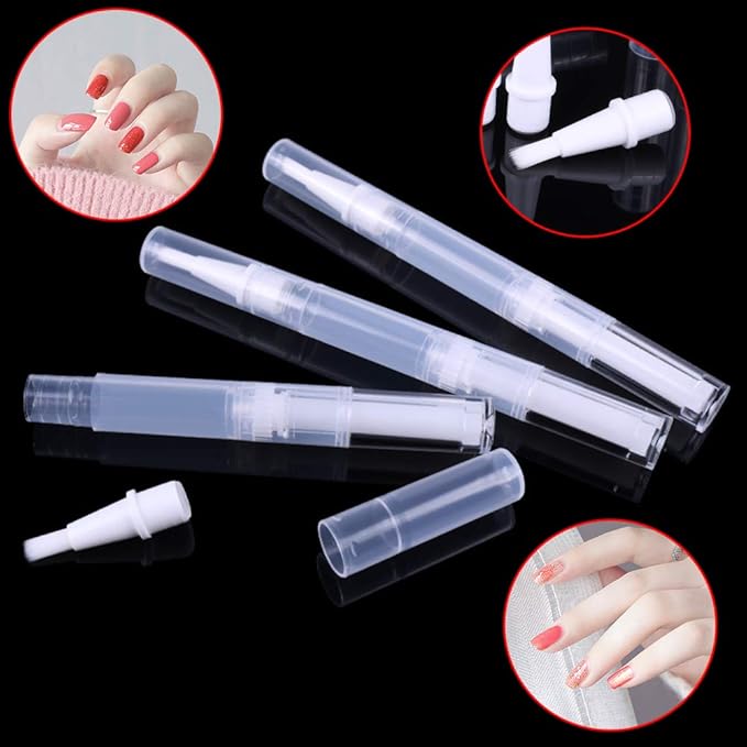 12Pcs 3 ml Empty Nail Oil Pen with Brush Tip, Transparent Twist Pens, Lip Gloss Brush Applicators, Eyelash Growth Liquid Tube Container (12PCS)