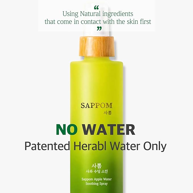 Green Apple, SAPPOM Apple Water Soothing Spray Mist, for All Skin Types, After Shave, Refresh and Hydrating Toner, Natural Herbal Care