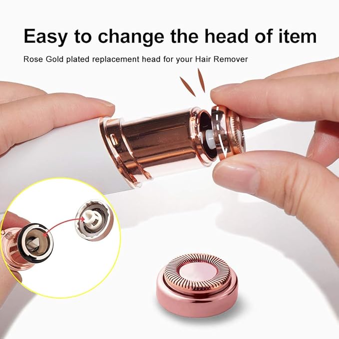 Facial Hair Remover Replacement Heads: Compatible with Finishing Touch Flawless Facial Hair Removal Tool for Women As Seen On TV 18K Gold-Plated Rose Gold (Generation 1 2pack)