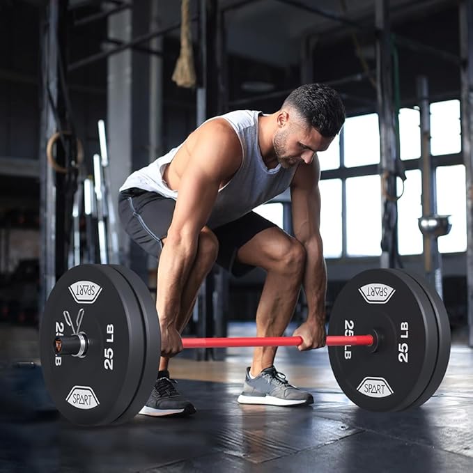 4FT Olympic Barbell Bar 47Inch Straight 2 Collars, 500Lbs Capacity 2 Inch