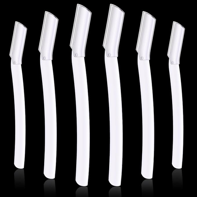 Lasnten 6Pcs Dermaplane Razor Eyebrow Facial Razor for Women Men Single Blade Multipurpose Eyebrow Trimmer Skin Hair Removal Shaver Face Razor Dermaplaning Exfoliating Tool Include Blade Cover(White)