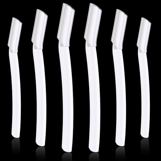 Lasnten 6Pcs Dermaplane Razor Eyebrow Facial Razor for Women Men Single Blade Multipurpose Eyebrow Trimmer Skin Hair Removal Shaver Face Razor Dermaplaning Exfoliating Tool Include Blade Cover(White)