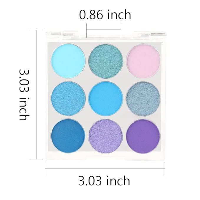 9 Colors Shimmer Matte Blue Eyeshadow Palette.Highly Pigmented