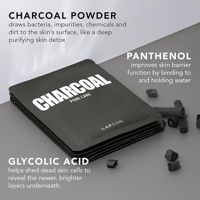 LAPCOS Charcoal Sheet Mask, Daily Face Tighten