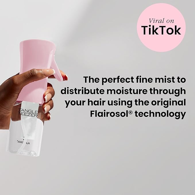 TANGLE TEEZER Travel-Size Fine Mist Continuous Spray Bottle, Reusable and Refillable, for Hair Detangling and Styling, 6.1 oz, Millennial Pink
