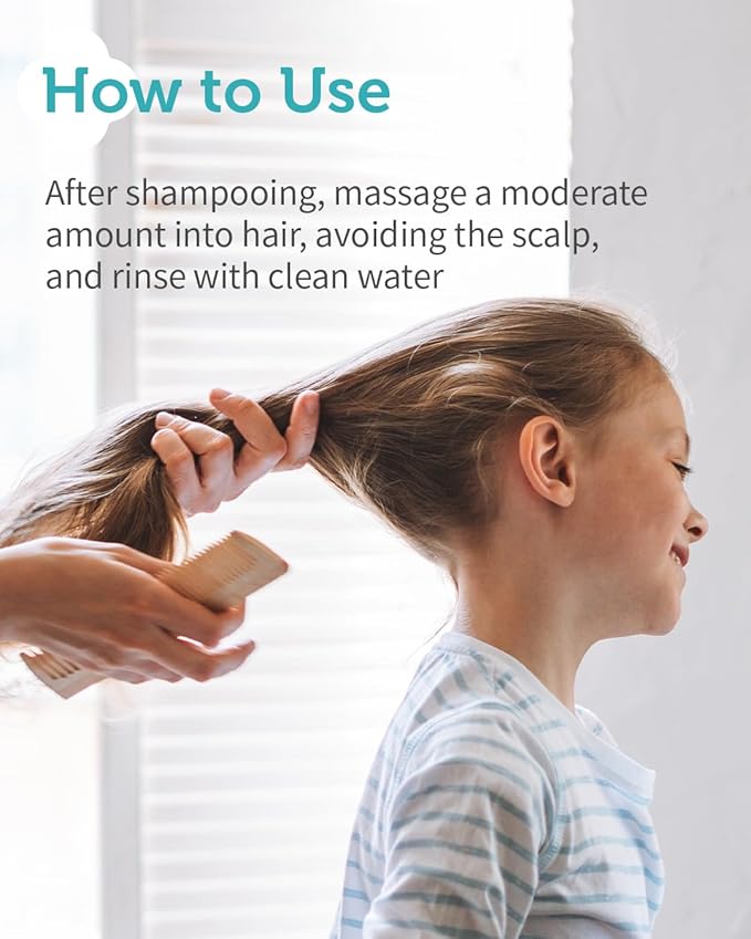 Kids' Softening Hair Conditioner - Korean Kids Glossy Hair Conditioner for Weak, Frizzy and Tangle Prone Hair - Silicone-Free Formula - Allergen Free Scent, 6.76oz.