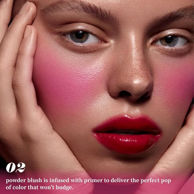 Single Rose Pink Matte Blush for Cheeks Face Blushes Makeup Palette, Rose Bean Monochrome Cream Blushes Palette Makeup for Older Women, Natural Pigmented Paleta de rosa oscuro monocromática 02