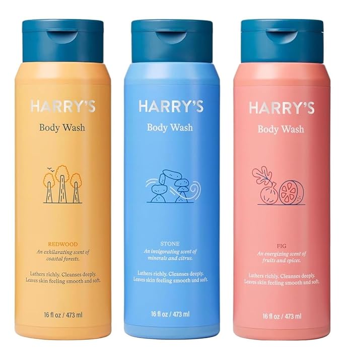 Harry's Men's Body Wash Shower Gel, Variety - Stone, Fig, Redwood (Pack of 3)