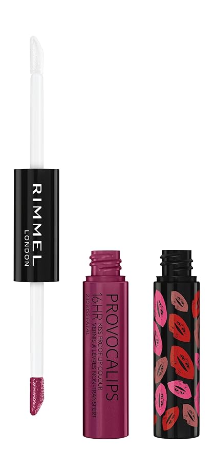 Rimmel London Provocalips 16hr Kiss-Proof Lip Color Bundle - 230 Kiss Fatal & 005 Just Teasing, 14 fl.oz. Each
