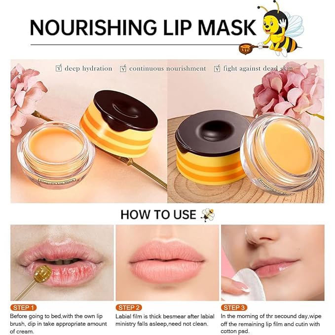 2PCS Bee Lip Balm Honey Pot,Honey