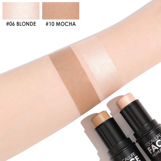 FOCALLURE 2 Pcs Mineral Cream Contour Stick,Moisturize Highlighter Illuminator Makeup,Light-medium