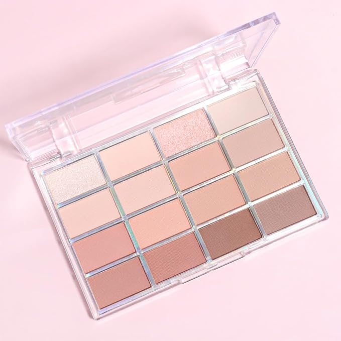 16Colors Light Purple Pink Brown Basics Matte Eyeshadow Palette,Eye Shadow Travel Makeup Palette all in one Long Lasting Waterproof Ultra-Blendable,Great for Travel Gift Kit