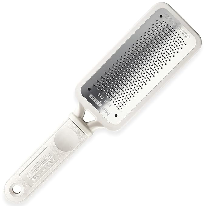 Microplane Colossal Foot File Scraper - The Original Stainless Steel Foot Rasp, Dead Skin/Callus Remover for Feet, Gentle Foot Scrubber, Pedicure Tools for Salon-Quality Foot Care, White