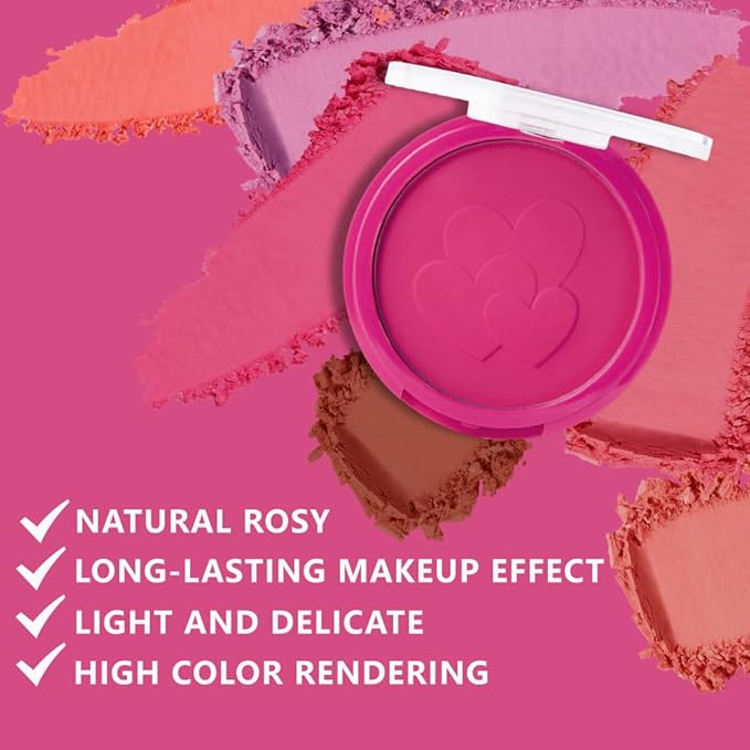 Single Rose Pink Matte Blush for Cheeks Face Blushes Makeup Palette, Rose Bean Monochrome Cream Blushes Palette Makeup for Older Women, Natural Pigmented Paleta de rosa oscuro monocromática 02