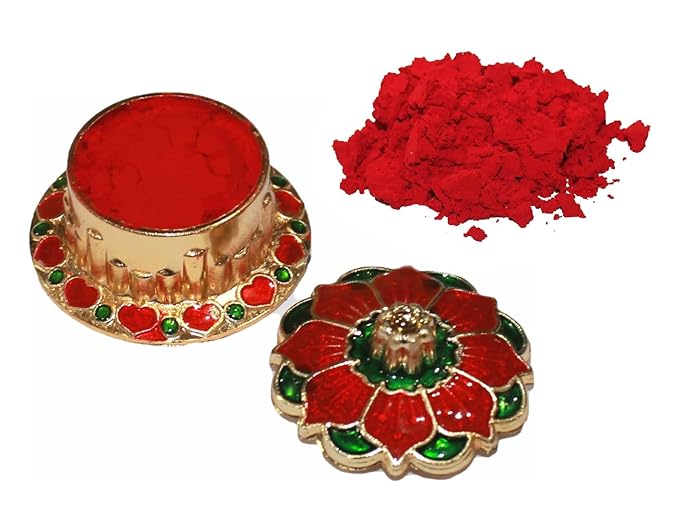 Indian Dark Red Pure Kumkum Powder (Sindoor, Kumkuma, Box 1)