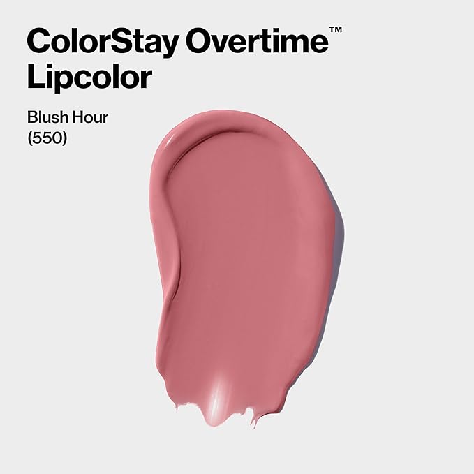 Revlon Liquid Lipstick with Clear Lip Gloss, ColorStay Overtime Lipcolor, Dual Ended with Vitamin E, 550 Blush Hour, 0.07 Fl Oz