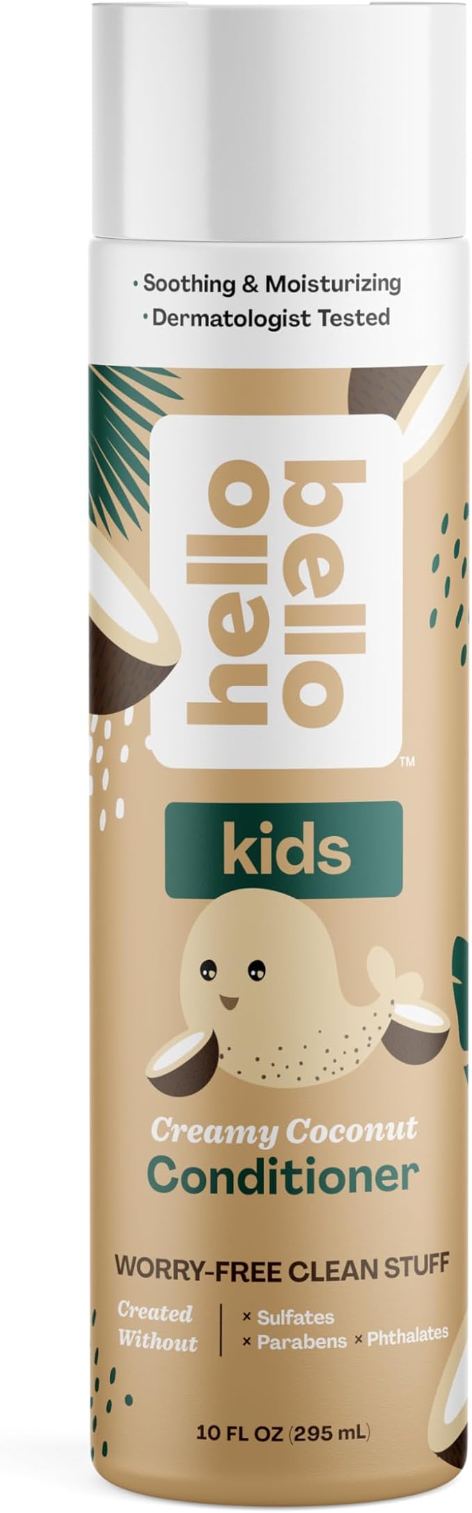 Hello Bello Kids Conditioner, Gentle Hypoallergenic Tear-Free Formula, Vegan and Cruelty-Free, Creamy Coconut Scented, 10 fl oz