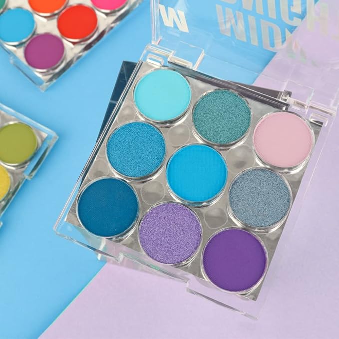 9 Colors Shimmer Matte Blue Eyeshadow Palette.Highly Pigmented