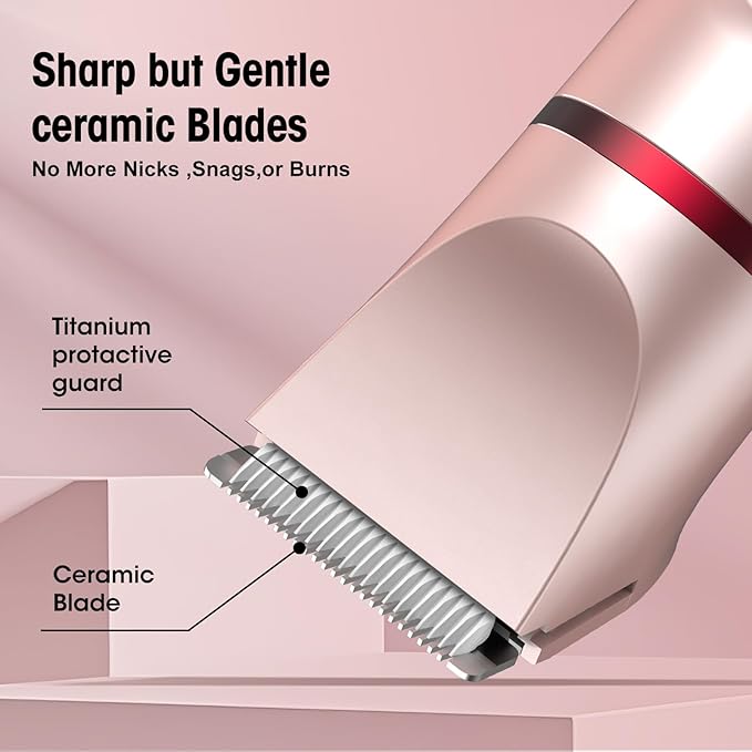 Bikini Trimmer for Women- 3 in 1 Painless Electric Razors for Women,Waterproof Pubic Hair Trimmer and Facial Hair Remover,LCD Display Body Shaver for Trip,Rechargeable Women's Grooming Kit