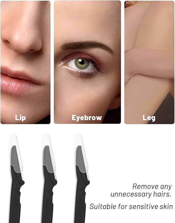 MoHern Dermaplaning Tool for Face, 30 Pcs Dermaplane Razor for Face, Multipurpose Face Razors for Women and Men, Black