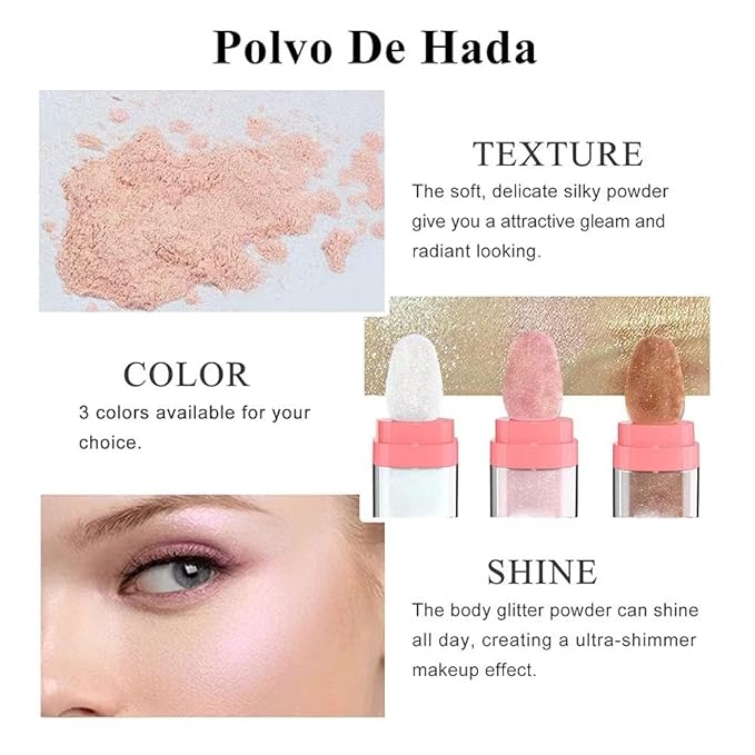 Glitter Powder Highlighter Makeup, Body Brightens the Natural Fairy Pink)