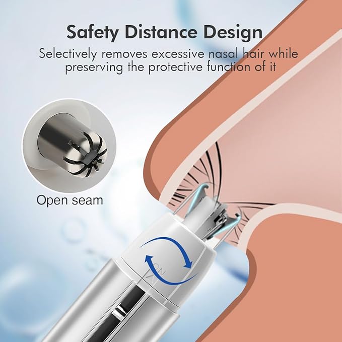 TOUCHBeauty Battery Powered Ear and Nose Hair Trimmer for Women, Portable Battery Powered Trimmer, Mini Painless Design for Sensitive Skin, Easy Clean & Travel Friendly